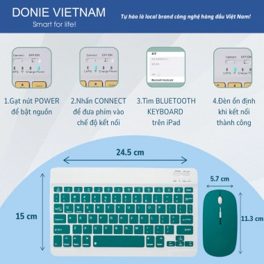 Combo Chuột Bluetooth + Bàn Phím Donie M02 - Cho Laptop, iPad, Giá 79.000đ 6