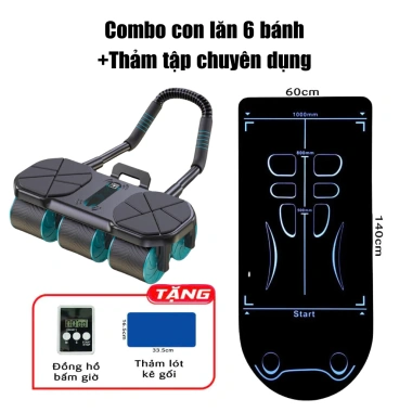 Combo con lăn tập bụng 6 bánh và thảm Giảm eo, siết chặt cơ bụng, giá 269.000₫