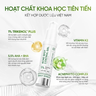 Combo DAILY EFFECT Sữa Rửa Mặt 120ml + Serum HA B5 30ml + Gel Chấm Mụn 5g - Làm sạch Dưỡng ẩm mụn - 639.000đ