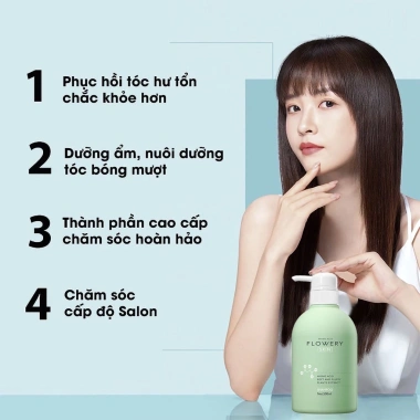 Combo Dầu Gội, Dầu Xả, Sữa Tắm Nước Hoa Muối Biển Flowery 500ml - Dưỡng Tóc, Giá 80.200₫