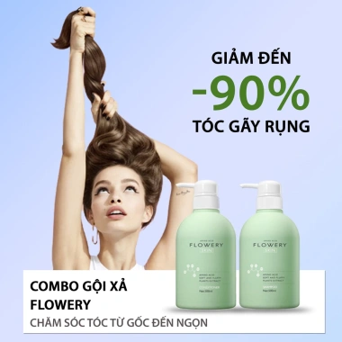 Combo Dầu Gội, Dầu Xả, Sữa Tắm Nước Hoa Muối Biển Flowery 500ml - Dưỡng Tóc, Giá 80.200₫