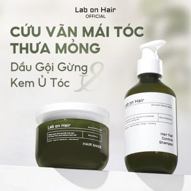 Combo Dầu Gội + Kem ủ tóc Lab on Hair 300ml+250ml Cải thiện gãy rụng, dưỡng ẩm, 390k