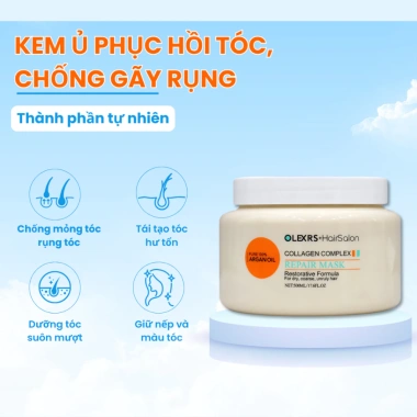 Combo Dầu Gội & Ủ Tóc Collagen Olexrs 960ml/500ml - Phục Hồi Tóc Hư Tổn, Giảm Giá 430k