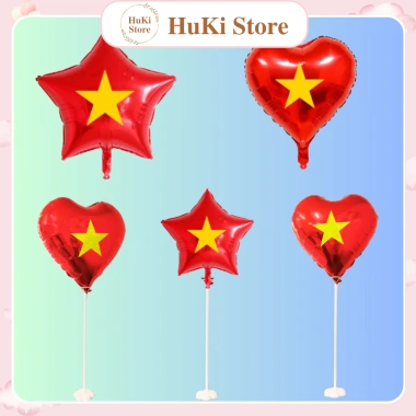 Combo Dây Cờ Tổ Quốc + Bóng Sao Tim Đỏ + Sticker Ngôi Sao Vàng - Trang Trí Lễ Hội, Ngày Kỷ Niệm, Tết Giá ưu đãi 12.350₫