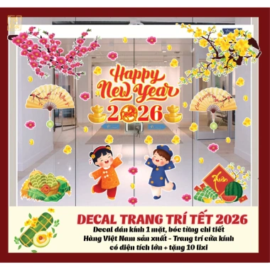 Combo Decal Trang trí Tết 2.026 - Dán kính, dán tường size lớn, chỉ 335.000đ 2 Combo Decal Trang trí Tết 2.026 - Dán kính, dán tường size lớn, chỉ 335.000đ 2