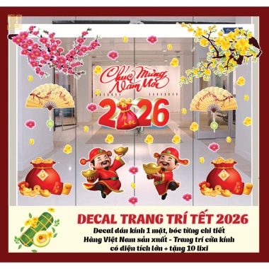 Combo Decal Trang trí Tết 2.026 - Dán kính, dán tường size lớn, chỉ 335.000đ