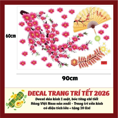Combo Decal Trang trí Tết 2.026 - Dán kính, dán tường size lớn, chỉ 335.000đ