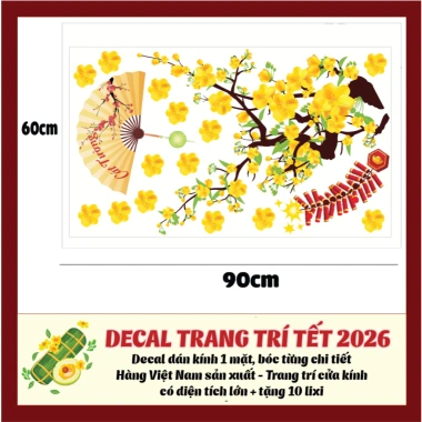 Combo Decal Trang trí Tết 2.026 - Dán kính, dán tường size lớn, chỉ 335.000đ