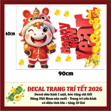 Combo Decal Trang trí Tết 2.026 - Dán kính, dán tường size lớn, chỉ 335.000đ