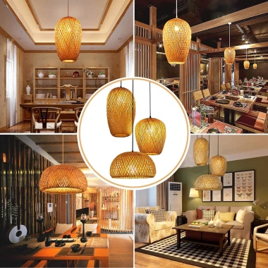 Combo Đèn Tre Cao Cấp - Đèn Mây Tre Đan Trang Trí Nhà Cửa, Nhà Hàng, Quán Cafe, Homestay - Giá chỉ 150.000₫