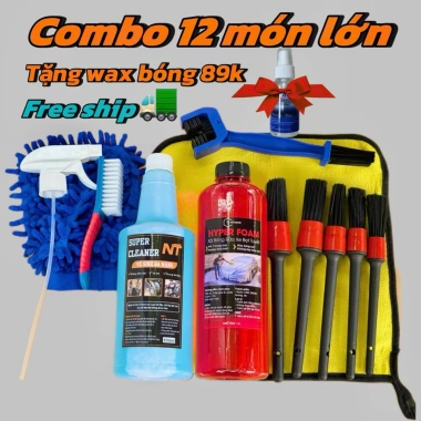 Combo Dụng Cụ Rửa Xe Super Cleaner 850ml + Xà Bông 1L - Giảm Giá 125k