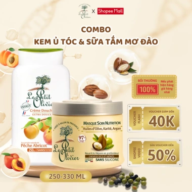 Combo Dưỡng Ẩm Toàn Diện Le Petit Olivier – Kem ủ tóc mượt, Sữa tắm mơ đào, 660.000₫ 3 Combo Dưỡng Ẩm Toàn Diện Le Petit Olivier – Kem ủ tóc mượt, Sữa tắm mơ đào, 660.000₫ 3