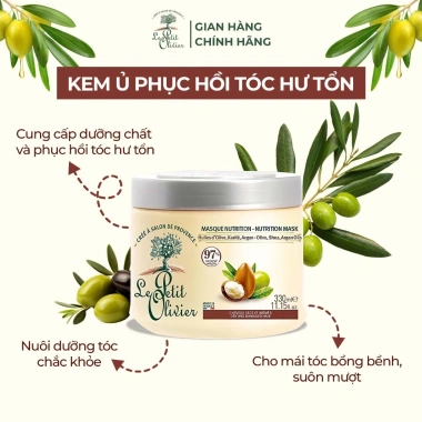 Combo Dưỡng Ẩm Toàn Diện Le Petit Olivier – Kem ủ tóc mượt, Sữa tắm mơ đào, 660.000₫