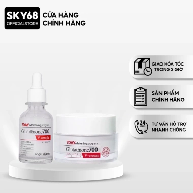 Combo Dưỡng Trắng 7DAY Angel's Liquid - Gutathione 700V Serum + Cream 918.000