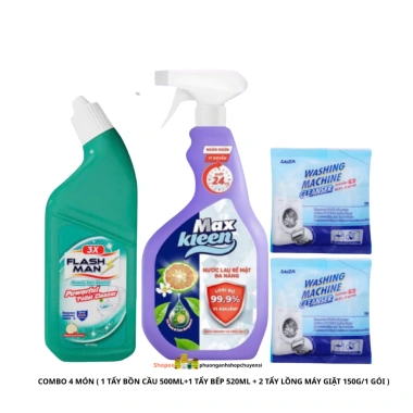 Combo Flashman Tẩy Bồn Cầu + 2 Gói Bột Tẩy Lồng Saiza 150g - Giá 99.000₫
