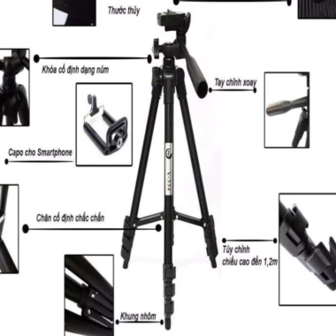Combo Gậy Chụp Hình Tripod 3 Chân Nhôm TF 3.120 - Nhẹ, Bền, Giá 110.000 VND 4