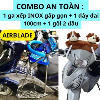 Combo GHẾ INOX An Toàn + Dây Đai 100cm + Gối 2 Đầu Xe Máy Bé - 380.800 VND 4 Combo GHẾ INOX An Toàn + Dây Đai 100cm + Gối 2 Đầu Xe Máy Bé - 380.800 VND 4