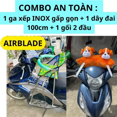Combo GHẾ INOX An Toàn + Dây Đai 100cm + Gối 2 Đầu Xe Máy Bé - 380.800 VND 5 Combo GHẾ INOX An Toàn + Dây Đai 100cm + Gối 2 Đầu Xe Máy Bé - 380.800 VND 5
