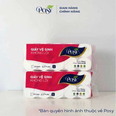 Combo gia đình 2 bịch Giấy vệ sinh Posy 10 cuộn 3 lớp, lõi mềm tan nhanh, giá 129.000₫ 8 Combo gia đình 2 bịch Giấy vệ sinh Posy 10 cuộn 3 lớp, lõi mềm tan nhanh, giá 129.000₫ 8