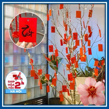 Combo giá sỉ 100 thẻ Set Thẻ Giấy In Chữ Thư Pháp và Thẻ Treo Cây Mai Quất - Trang Trí Tết 2.026 chỉ 95.000 VND
