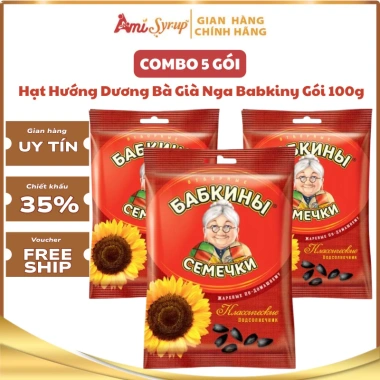 Combo Giá Sỉ Hạt Hướng Dương Bà Già Nga Babkiny 100g Nhập Khẩu Giòn Tan Giá 105.552₫