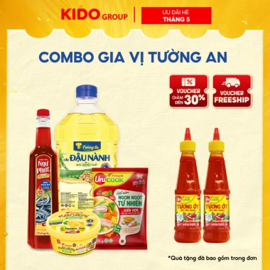 Combo Gia Vị Tường An: Dầu Nành Premium 2L + Hạt Nêm Sườn Non 400g + Bơ 200g + Nước Mắm - Giá chỉ 280.000 VND