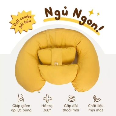 Combo Gối Bầu Đa Năng Chính Hãng Nâng Bụng Đỡ Lưng Mẹ Ngủ Ngon, Bé Bú Sau Sinh 2