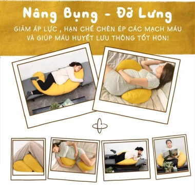 Combo Gối Bầu Đa Năng Chính Hãng Nâng Bụng Đỡ Lưng Mẹ Ngủ Ngon, Bé Bú Sau Sinh 5