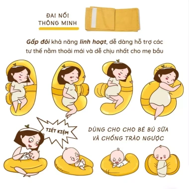Combo Gối Bầu Đa Năng Chính Hãng Nâng Bụng Đỡ Lưng Mẹ Ngủ Ngon, Bé Bú Sau Sinh 6