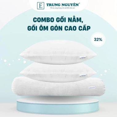 Combo gối bông gòn Trung Nguyên - mềm mại, thoáng mát, nâng đỡ chuẩn, giá chỉ 132.000đ