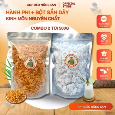 Combo Hành Phi Ta 500g + Bột Sắn Dây 500g - Thơm Ngon Vàng Giòn, Giá ưu đãi 244k Combo Hành Phi Ta 500g + Bột Sắn Dây 500g - Thơm Ngon Vàng Giòn, Giá ưu đãi 244k