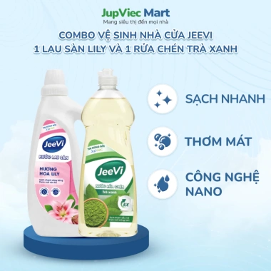 Combo JeeVi 1.000ml Nước Lau Sàn + 750ml Nước Rửa Chén - Nhà Sạch, Bát Sáng Bóng, Giá 58k 3 Combo JeeVi 1.000ml Nước Lau Sàn + 750ml Nước Rửa Chén - Nhà Sạch, Bát Sáng Bóng, Giá 58k 3