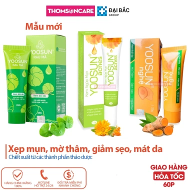 Combo Kem Bôi Da Yoosun Nghệ 25g + Rau Má 25g + Acnes 15g - Ngăn Ngừa Mụn, Giảm Thâm, Dưỡng Mát Da Thảo Dược Giá 29.000