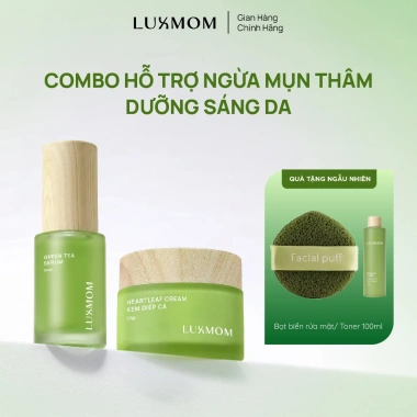 Combo Kem Diếp Cá Luxmom - Serum Trà Xanh - Dưỡng Da, Mờ Thâm, Giá chỉ 318.000₫