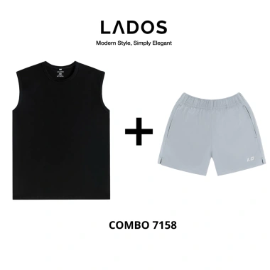 Combo LADOS-7.158 áo thun tanktop 3 lỗ + short đùi dù nam - Thể thao, chạy bộ, gym - 199.000₫