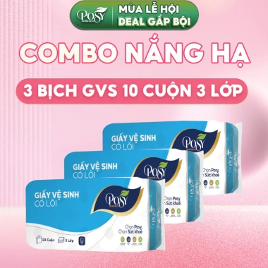 Combo Live Kol 3 Bịch Giấy Vệ Sinh Posy 10 Cuộn 3 Lớp Lõi/Không Lõi - 260k 2