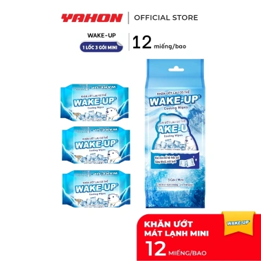 Combo lốc khăn ướt mini WAKE-UP 12 miếng 3 gói - mát lạnh, khử mùi, tiện du lịch thể thao, giá ưu đãi 84.000₫