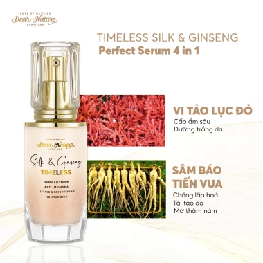 Combo Lưu Giữ Thanh Xuân Timeless Silk & Ginseng Dear Nature – Kem Dưỡng, Serum Ngừa Nám, Kem Nền giảm 22% 7 Combo Lưu Giữ Thanh Xuân Timeless Silk & Ginseng Dear Nature – Kem Dưỡng, Serum Ngừa Nám, Kem Nền giảm 22% 7