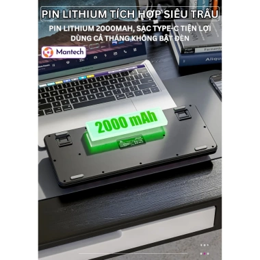 Combo Mantech M75 Silent Không Dây Bluetooth 2.4GHz + Chuột LED RGB Pin Sạc Siêu Trâu Giá 489.000₫