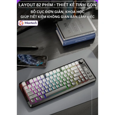 Combo Mantech M75 Silent Không Dây Bluetooth 2.4GHz + Chuột LED RGB Pin Sạc Siêu Trâu Giá 489.000₫