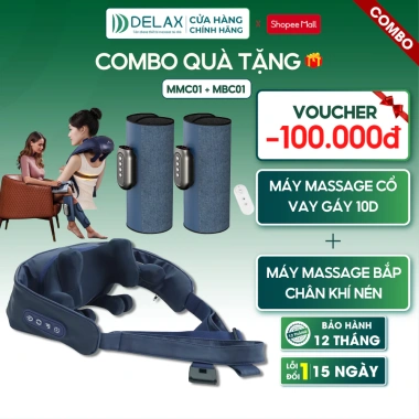 Combo Massage Chân Tay Nén MBC01 + Cổ Vai Gáy 10D MMC01 - Giảm Đau Mỏi, Lưu Thông Máu
