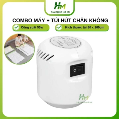 Combo máy hút chân không 55W - túi 80x100cm bảo quản quần áo, chăn màn tiện dụng, 145.950 VND