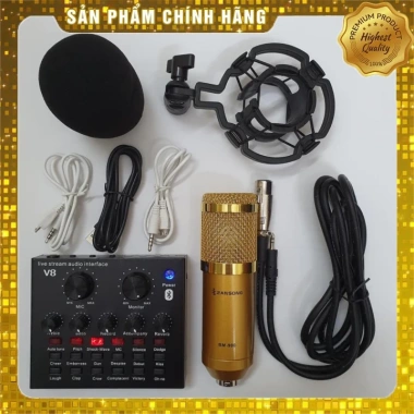 Combo Mic BM900 và Sound Card V8 - Chỉnh giọng livestream, giá ưu đãi 328.000 VND