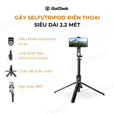 Combo Mic Không Dây GoChek Ultra S24 + Gậy Tripod SS100 - Livestream, Chụp Ảnh, Quay Video, Thu Âm Giá Ưu Đãi 1,240,000₫ 5