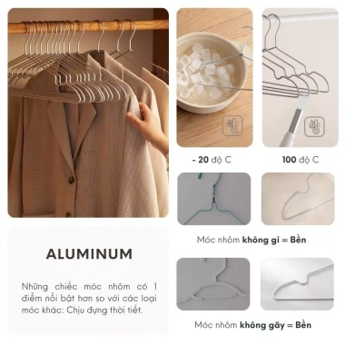 Combo móc treo quần áo nhôm chịu tải, chống thời tiết, đa năng bảo vệ áo - 70.000₫ 3 Combo móc treo quần áo nhôm chịu tải, chống thời tiết, đa năng bảo vệ áo - 70.000₫ 3