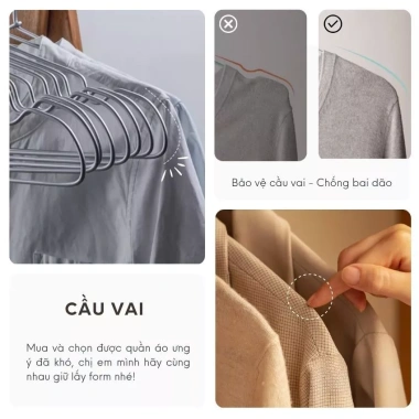 Combo móc treo quần áo nhôm chịu tải, chống thời tiết, đa năng bảo vệ áo - 70.000₫ 5 Combo móc treo quần áo nhôm chịu tải, chống thời tiết, đa năng bảo vệ áo - 70.000₫ 5