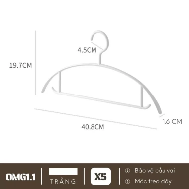 Combo móc treo quần áo nhựa chịu tải cao, chống trượt, đa năng cho trẻ em