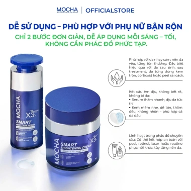 Combo MOCHA Smart Brightening Cream & First Care Serum - Mua 2 Tặng 2 Sáng Da, Giá 592.557₫ 5 Combo MOCHA Smart Brightening Cream & First Care Serum - Mua 2 Tặng 2 Sáng Da, Giá 592.557₫ 5