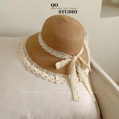 Combo Mũ Cói Mềm Vành Ren và Túi Cói Dệt Dày Dặn Chuẩn Đẹp Nữ QO STUDIO 107k