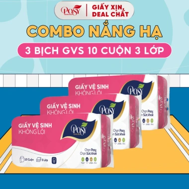 Combo Nắng Hạ 03 Bịch Giấy Vệ Sinh Posy 10 Cuộn 3 Lớp Mềm Mịn Tiết Kiệm 193.500₫